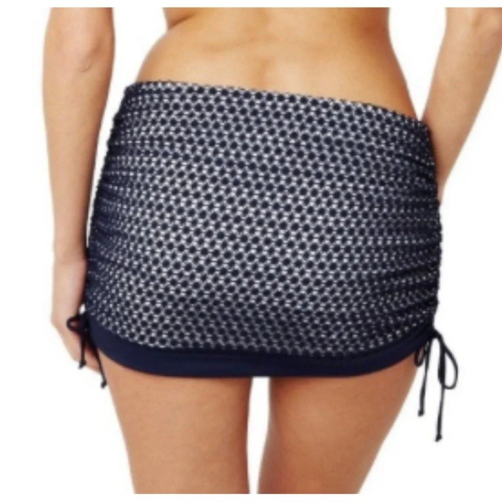 Panache Bikini Swim Bottom Crochet Skirted Blue Size Large‎ Summer Boho Festival